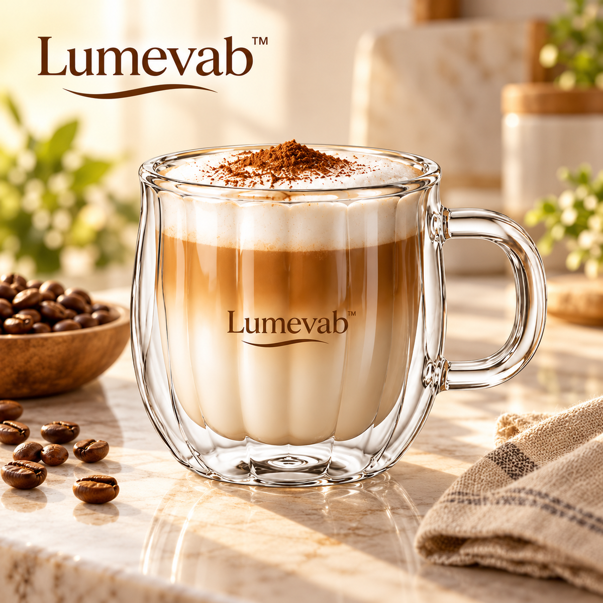 Lumevab™ Sculpted Double Wall Coffee Glass