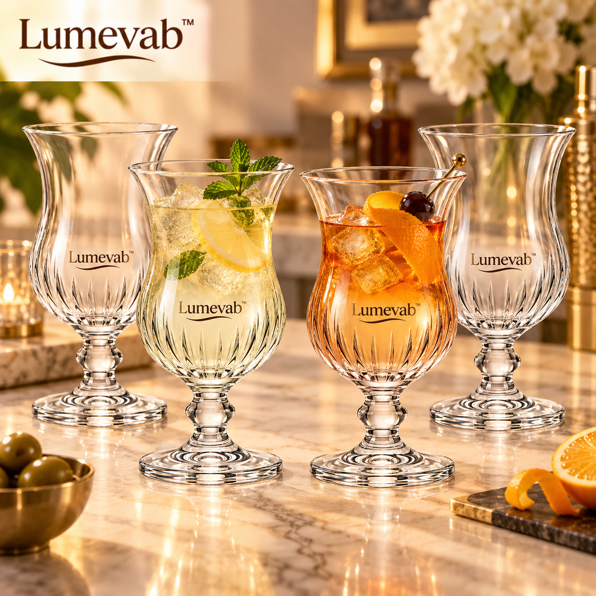 Lumevab™ Crystal Cocktail Glass Set