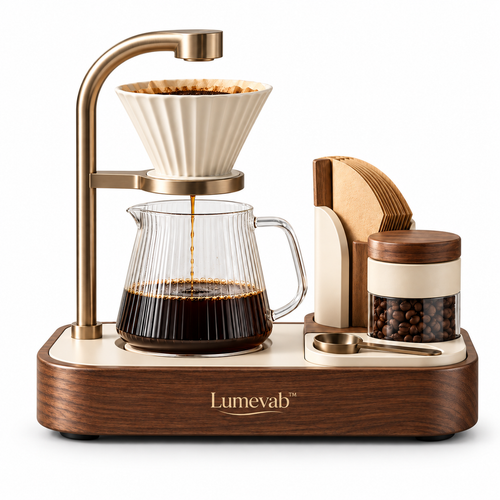 Lumevab™ Modular Coffee Brewing Station with Glass Carafe and Home Coffee Organizer