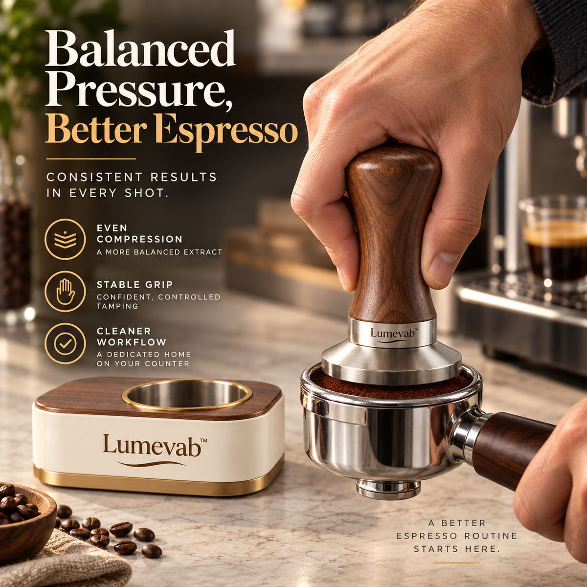 Lumevab™ Wooden Base Coffee Tamper