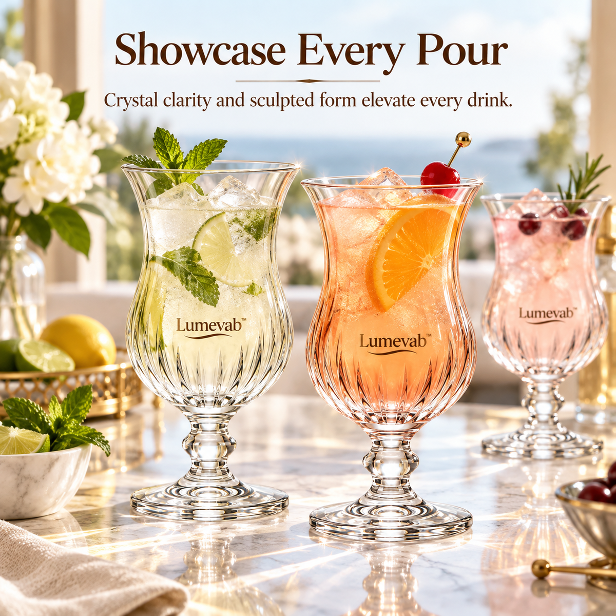 Lumevab™ Crystal Cocktail Glass Set