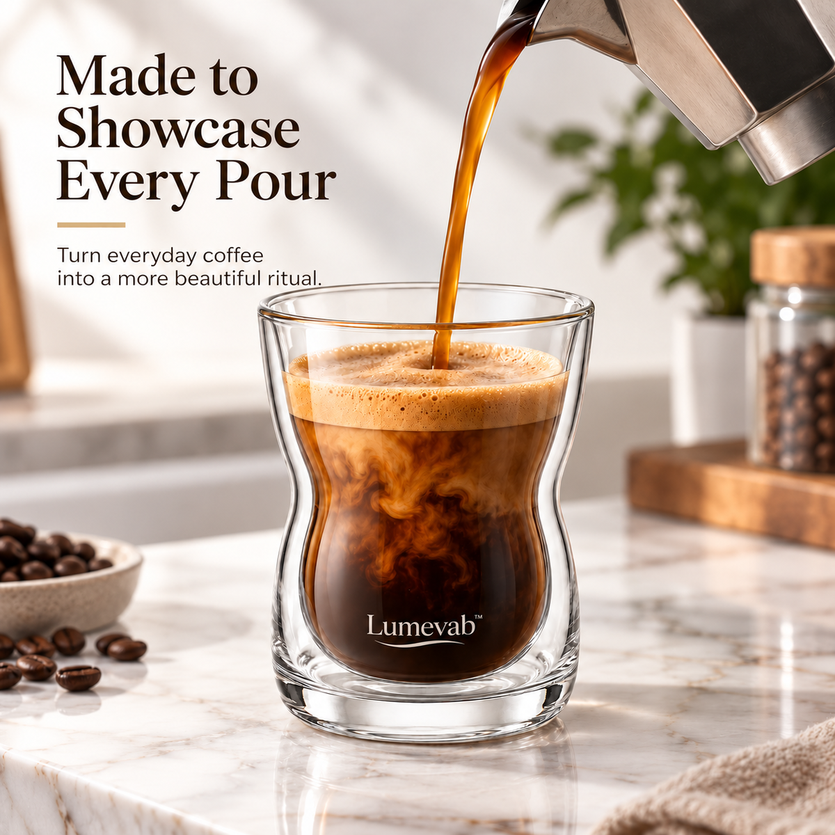 Lumevab™ Sculpted Glass Coffee Cup