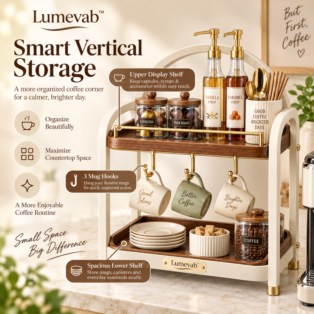 Lumevab™ Coffee Corner Organizer Shelf