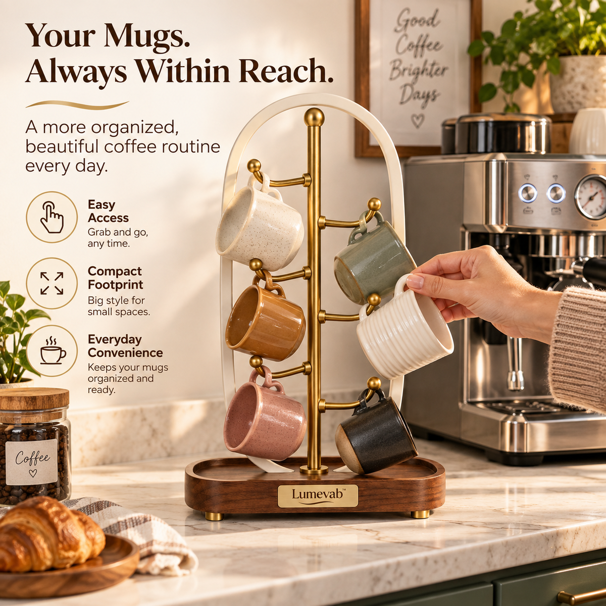 Lumevab™ Sculptural Coffee Cup Display Stand