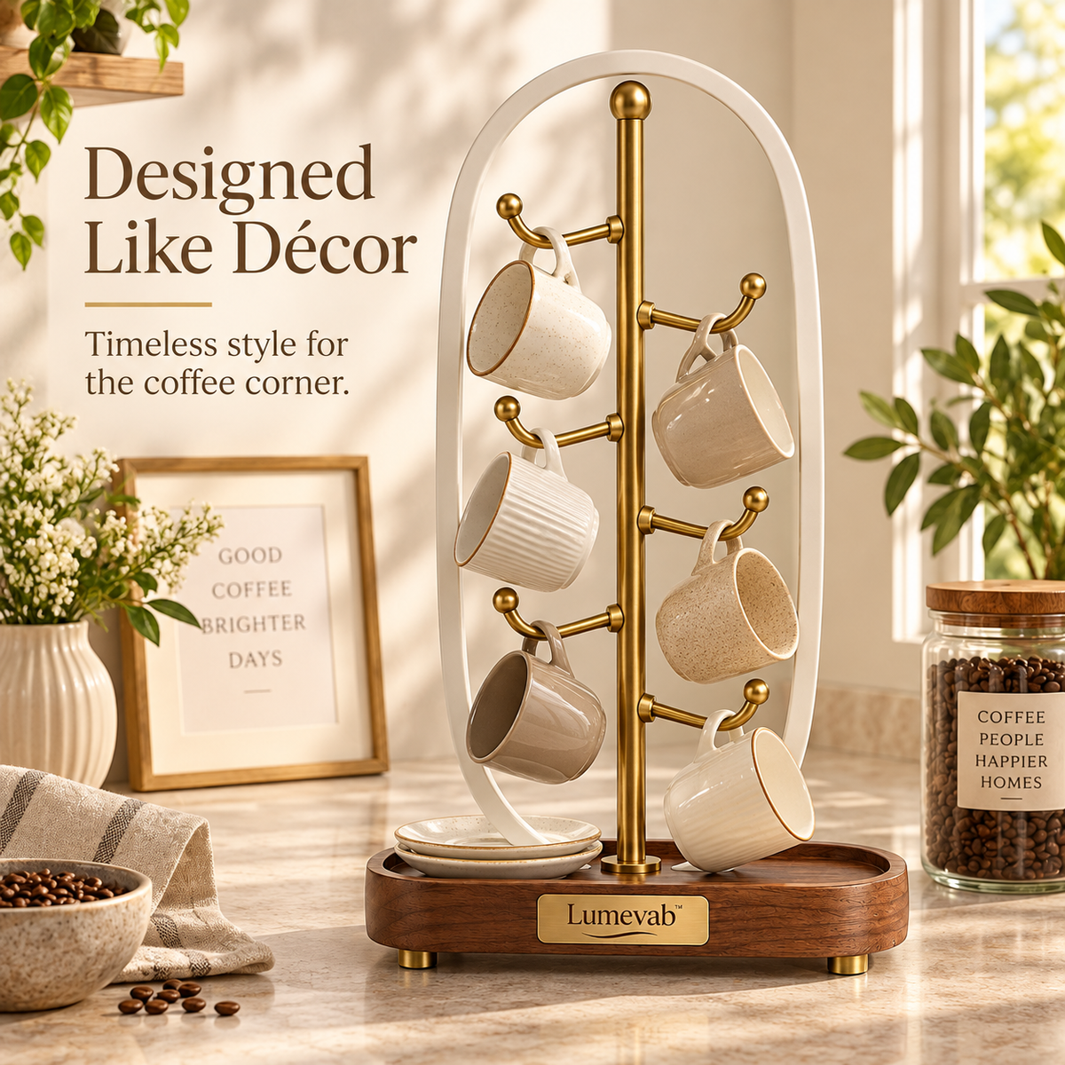 Lumevab™ Sculptural Coffee Cup Display Stand