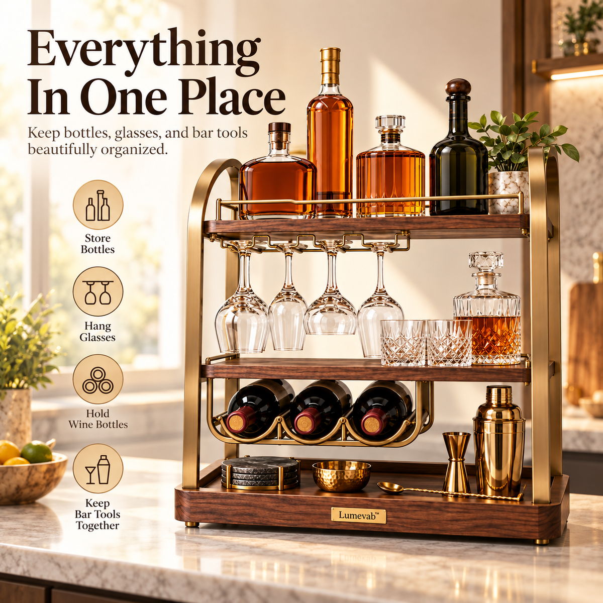 Lumevab™ Modular Home Bar Storage Rack